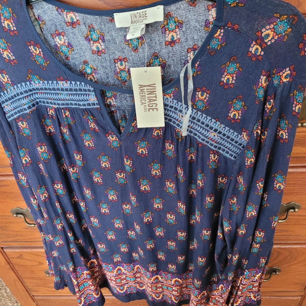 Vintage America Navy Floral Dress